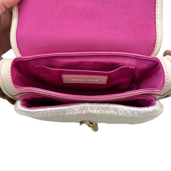 See By Chloe Mara Shearling Sherpa Leather Brown Cement Beige Small Saddle Bag - Picture 15 of 16